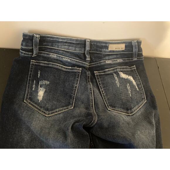 Miss Me Standard Ankle Skinny Size 25 Inseam 24 Distressed Embroiled Beeds - Picture 3 of 11